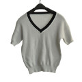 100%Cotton Short Sleeve V-Neck Knit Women Knitwear